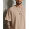 image:imageCOOFANDY Mens 2 Pieces Outfits Casual Cotton T Shirt and Shorts Set Summer Short Sleeve Waffle TracksuitsApricot