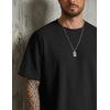 image:imageCOOFANDY Mens 2 Pieces Outfits Casual Cotton T Shirt and Shorts Set Summer Short Sleeve Waffle TracksuitsBlack