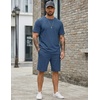 image:imageCOOFANDY Mens 2 Pieces Outfits Casual Cotton T Shirt and Shorts Set Summer Short Sleeve Waffle TracksuitsBlue