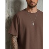 image:imageCOOFANDY Mens 2 Pieces Outfits Casual Cotton T Shirt and Shorts Set Summer Short Sleeve Waffle TracksuitsBrown
