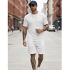 image:imageCOOFANDY Mens 2 Pieces Outfits Casual Cotton T Shirt and Shorts Set Summer Short Sleeve Waffle TracksuitsWhite