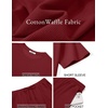 image:imageCOOFANDY Mens 2 Pieces Outfits Casual Cotton T Shirt and Shorts Set Summer Short Sleeve Waffle TracksuitsWine Red