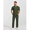 image:imageCOOFANDY Mens 2 Pieces Outfits Casual Quarter Zip Polo Shirt and Jogging Pants Summer Tracksuits SetArmy Green