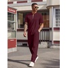 image:imageCOOFANDY Mens 2 Pieces Outfits Casual Quarter Zip Polo Shirt and Jogging Pants Summer Tracksuits SetDark Red