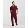 image:imageCOOFANDY Mens 2 Pieces Outfits Casual Quarter Zip Polo Shirt and Jogging Pants Summer Tracksuits SetDark Red