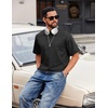 image:imageCOOFANDY Mens Cotton TShirts Oversized Shirt Short Sleeves Streetwear Loose Fit Summer Tee Tops Washed Basic Unisex Shirts01 Black