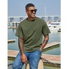 image:imageCOOFANDY Mens Cotton TShirts Oversized Shirt Short Sleeves Streetwear Loose Fit Summer Tee Tops Washed Basic Unisex ShirtsArmy Green