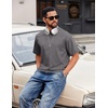 image:imageCOOFANDY Mens Cotton TShirts Oversized Shirt Short Sleeves Streetwear Loose Fit Summer Tee Tops Washed Basic Unisex ShirtsDark Grey