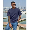 image:imageCOOFANDY Mens Cotton TShirts Oversized Shirt Short Sleeves Streetwear Loose Fit Summer Tee Tops Washed Basic Unisex ShirtsNavy Blue