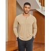 image:imageCOOFANDY Mens Henley Shirts Long Sleeve Lightweight Button TShirt Casual Basic Tee TopLight Khaki