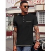 image:imageCOOFANDY Mens Henley Shirts Short Sleeve Casual Button TShirts Basic Tee Shirts Summer Vintage T Shirts with PocketA Pure Black