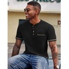 image:imageCOOFANDY Mens Henley Shirts Short Sleeve Casual Button TShirts Basic Tee Shirts Summer Vintage T Shirts with PocketA Pure Black