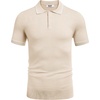 image:imageCOOFANDY Mens Knit Polo Shirts Casual Short Sleeve Button Down Shirts Crochet Classic Golf Polo Collared ShirtsBeige