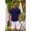 image:imageCOOFANDY Mens Knit Polo Shirts Casual Short Sleeve Button Down Shirts Crochet Classic Golf Polo Collared ShirtsBlack Red White Stripes