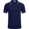 image:imageCOOFANDY Mens Knit Polo Shirts Casual Short Sleeve Button Down Shirts Crochet Classic Golf Polo Collared ShirtsBlack Red White Stripes
