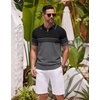 image:imageCOOFANDY Mens Knit Polo Shirts Casual Short Sleeve Button Down Shirts Crochet Classic Golf Polo Collared ShirtsBlack With Grey Stripes