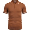 image:imageCOOFANDY Mens Knit Polo Shirts Casual Short Sleeve Button Down Shirts Crochet Classic Golf Polo Collared ShirtsLight Brown