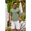 image:imageCOOFANDY Mens Knit Polo Shirts Casual Short Sleeve Button Down Shirts Crochet Classic Golf Polo Collared ShirtsLight Green