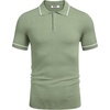 image:imageCOOFANDY Mens Knit Polo Shirts Casual Short Sleeve Button Down Shirts Crochet Classic Golf Polo Collared ShirtsLight Green