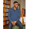 image:imageCOOFANDY Mens Long Sleeve Polo Shirts Classic Casual Button Polo Tee Lightweight Collared Golf ShirtNavy Blue New