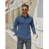 image:imageCOOFANDY Mens Long Sleeve Polo Shirts Classic Casual Button Polo Tee Lightweight Collared Golf ShirtNavy Blue New