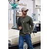 image:imageCOOFANDY Mens Long Sleeve Shirts Crew Neck Cotton T Shirt Basic Casual Shirts Solid Classic TeeArmy Green