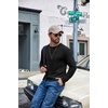 image:imageCOOFANDY Mens Long Sleeve Shirts Crew Neck Cotton T Shirt Basic Casual Shirts Solid Classic TeeBlack