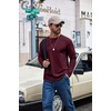image:imageCOOFANDY Mens Long Sleeve Shirts Crew Neck Cotton T Shirt Basic Casual Shirts Solid Classic TeeDark Red