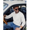 image:imageCOOFANDY Mens Long Sleeve Tee Shirts Cotton Waffle Crewneck Pullover Tshirts with Contrast TrimAll White  Black Trim