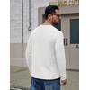 image:imageCOOFANDY Mens Long Sleeve Tee Shirts Cotton Waffle Crewneck Pullover Tshirts with Contrast TrimAll White  Black Trim