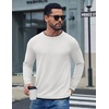 image:imageCOOFANDY Mens Long Sleeve Tee Shirts Cotton Waffle Crewneck Pullover Tshirts with Contrast TrimAll White  Black Trim