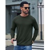 image:imageCOOFANDY Mens Long Sleeve Tee Shirts Cotton Waffle Crewneck Pullover Tshirts with Contrast TrimArmy Green  Black Trims