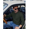 image:imageCOOFANDY Mens Long Sleeve Tee Shirts Cotton Waffle Crewneck Pullover Tshirts with Contrast TrimArmy Green  Black Trims
