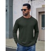 image:imageCOOFANDY Mens Long Sleeve Tee Shirts Cotton Waffle Crewneck Pullover Tshirts with Contrast TrimArmy Green  Black Trims