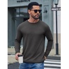 image:imageCOOFANDY Mens Long Sleeve Tee Shirts Cotton Waffle Crewneck Pullover Tshirts with Contrast TrimDark Grey  Black Trim