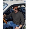 image:imageCOOFANDY Mens Long Sleeve Tee Shirts Cotton Waffle Crewneck Pullover Tshirts with Contrast TrimDark Grey  Black Trim