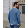 image:imageCOOFANDY Mens Long Sleeve Tee Shirts Cotton Waffle Crewneck Pullover Tshirts with Contrast TrimGrey Blue  White Trim
