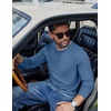 image:imageCOOFANDY Mens Long Sleeve Tee Shirts Cotton Waffle Crewneck Pullover Tshirts with Contrast TrimGrey Blue  White Trim