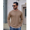 image:imageCOOFANDY Mens Long Sleeve Tee Shirts Cotton Waffle Crewneck Pullover Tshirts with Contrast TrimKhaki  White Trim