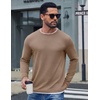 image:imageCOOFANDY Mens Long Sleeve Tee Shirts Cotton Waffle Crewneck Pullover Tshirts with Contrast TrimKhaki  White Trim