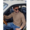 image:imageCOOFANDY Mens Long Sleeve Tee Shirts Cotton Waffle Crewneck Pullover Tshirts with Contrast TrimKhaki  White Trim