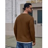 image:imageCOOFANDY Mens Long Sleeve Tee Shirts Cotton Waffle Crewneck Pullover Tshirts with Contrast TrimLight Brown  White Trim