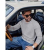 image:imageCOOFANDY Mens Long Sleeve Tee Shirts Cotton Waffle Crewneck Pullover Tshirts with Contrast TrimLight Grey  White Trim