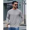 image:imageCOOFANDY Mens Long Sleeve Tee Shirts Cotton Waffle Crewneck Pullover Tshirts with Contrast TrimLight Grey  White Trim