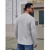 image:imageCOOFANDY Mens Long Sleeve Tee Shirts Cotton Waffle Crewneck Pullover Tshirts with Contrast TrimLight Grey  White Trim