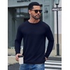 image:imageCOOFANDY Mens Long Sleeve Tee Shirts Cotton Waffle Crewneck Pullover Tshirts with Contrast TrimNavy  Black Trim