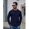 image:imageCOOFANDY Mens Long Sleeve Tee Shirts Cotton Waffle Crewneck Pullover Tshirts with Contrast TrimNavy  Black Trim