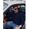 image:imageCOOFANDY Mens Long Sleeve Tee Shirts Cotton Waffle Crewneck Pullover Tshirts with Contrast TrimNavy  Black Trim