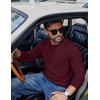 image:imageCOOFANDY Mens Long Sleeve Tee Shirts Cotton Waffle Crewneck Pullover Tshirts with Contrast TrimRed  Black Trim