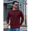 image:imageCOOFANDY Mens Long Sleeve Tee Shirts Cotton Waffle Crewneck Pullover Tshirts with Contrast TrimRed  Black Trim
